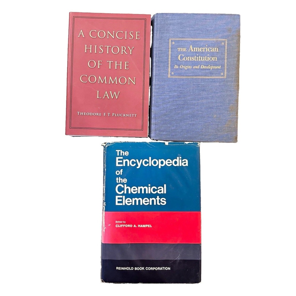 Vintage Book Lot Chemistry Encyclopedia Common Law History American Constitution